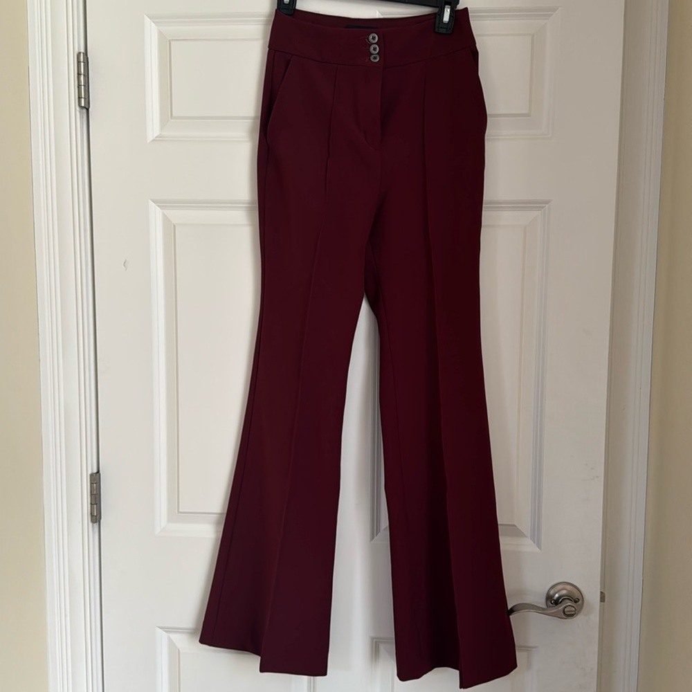 Express Wine Ruby Red Super High Waisted Rise Fla… - image 1